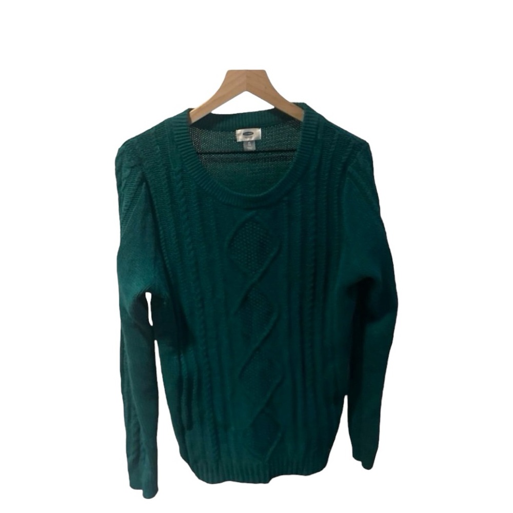 Old Navy Cable‎ Knit Sweater Emerald Green Long Sleeve Warm Cozy XL